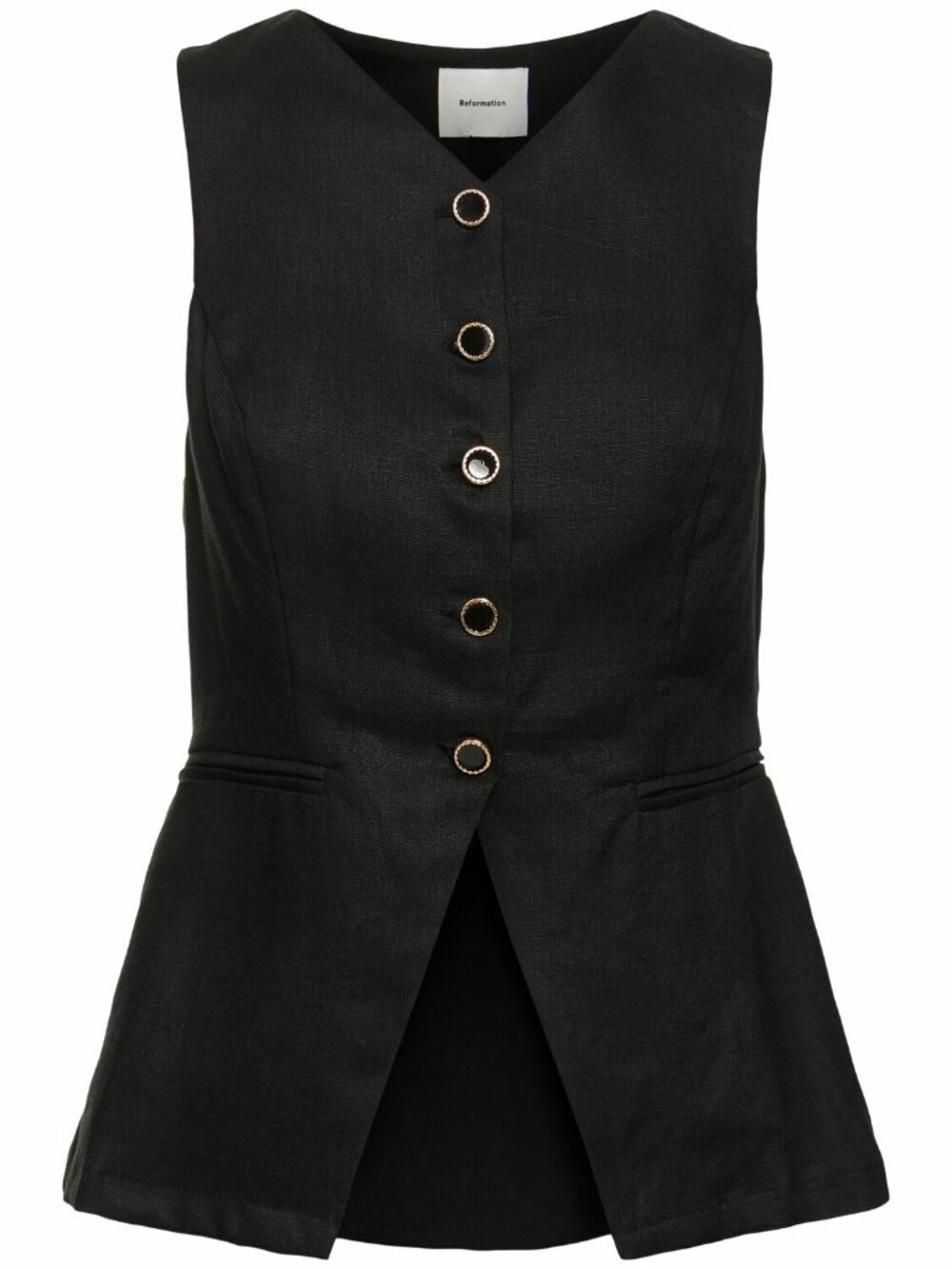 Reformation Aspen Linen Black Vest Top Size 0